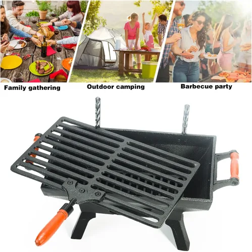 Miniatura 5 de Sungmor - Prensa de parrilla de hierro fundido resistente, 22.1 cm x 10.9 cm, prensa de hamburguesa rectangular, aplastador de tocino con mango