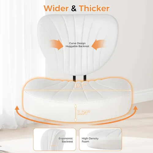 Miniatura 7 de Silla de Oficina para Sentarse con Piernas Cruzadas, Silla Ergonómica Criss Cross con Ruedas, Silla de Meditación Giratoria 360° de Altura Ajustable