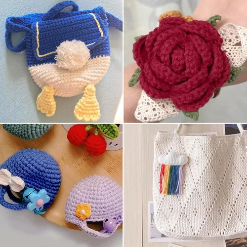 Miniatura 5 de NICEEC 4 madejas de hilo de algodón suave para bebé, 4 capas, manualidades DIY, peso fingering, hilo para manta para ganchillo y tejido, total 700