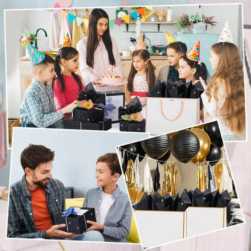 Miniatura 5 de woric 135 hojas de papel de seda negro para bolsas de regalo de 20 x 14 pulgadas, papel de seda con purpurina a granel con brillo para envoltura