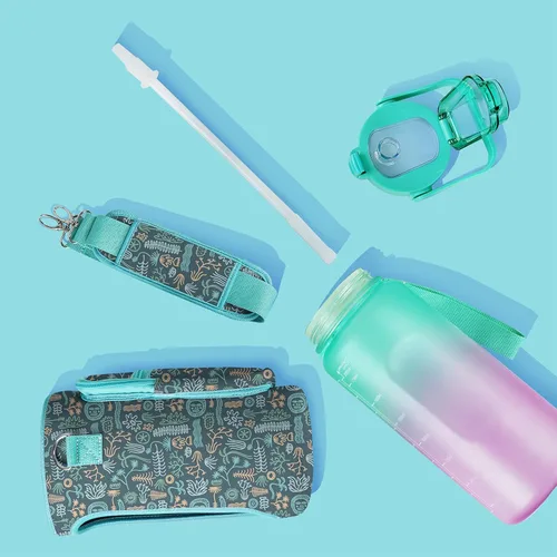 Miniatura 6 de Botella de agua Goth Moon, botella de agua de medio galón con marcador de tiempo, botellas de agua para gimnasio deportivo para mujeres, sin BPA