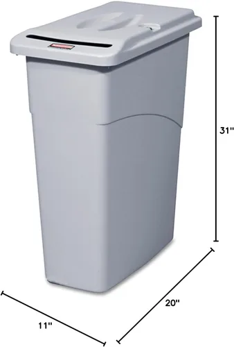 Miniatura 2 de Rubbermaid 9W15LGY Slim Jim - Receptáculo para documentos confidencial con tapa, rectangular, 23 galones, gris claro