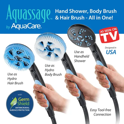 Miniatura 7 de Aquassage 6 en 1 de alta presión por AquaCare - Combo de 76 modos de 3 vías, cabezal de ducha, ducha de mano, cepillo corporal, cepillo para el Oil