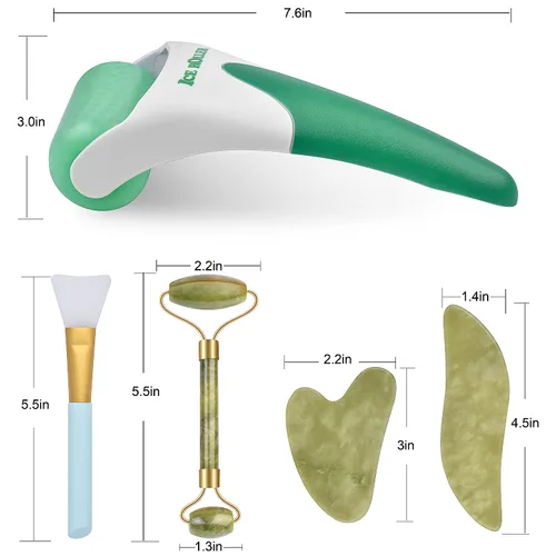 Miniatura 7 de Charmonic Juego de rodillo de hielo 6 en 1, rodillo de jade y gua sha, kits de masaje facial, kit de rodillo facial con herramienta Gua Sha y 6