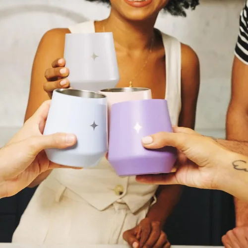 Miniatura 7 de JoyJolt Vaso de vino con triple aislamiento con tapa de 12 onzas, tapa deslizante y con pajita. Vaso de vino de acero inoxidable de doble pared al