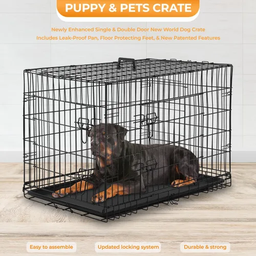 Miniatura 49 de PayLessHere - Jaula grande para perros y perrera para perros medianos y grandes, de metal, con doble puerta, plegable, para viajes, interior y Azul