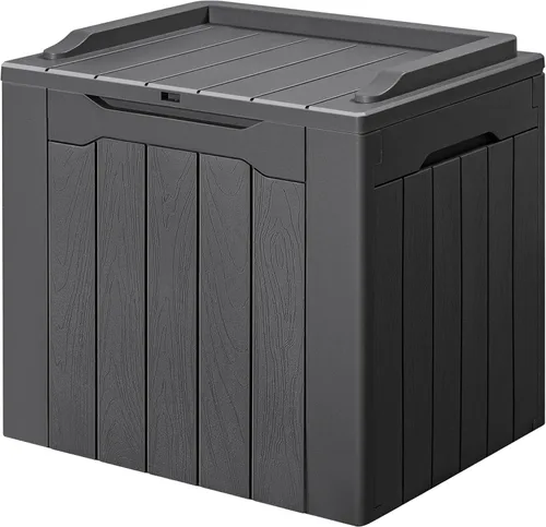Miniatura 8 de GUNJI Caja pequeña de 30 galones para exteriores, impermeable, de resina, contenedor de almacenamiento con cerradura, caja de entrega de paquete