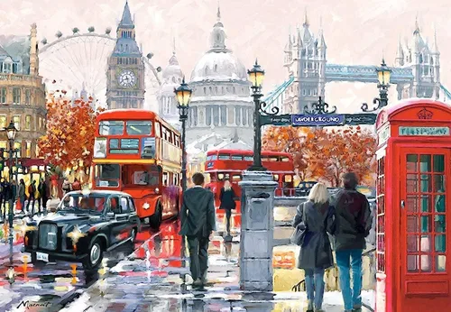 Miniatura 2 de CASTORLAND Rompecabezas de 1000 piezas, collage de Londres, rompecabezas colorido del Reino Unido, rompecabezas de Londres, rompecabezas europeo