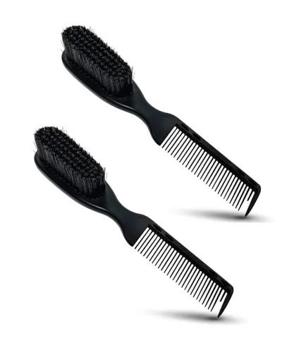 TRU BARBER PRO Fading Brush - Paquete de 2 cepillos de peluquería, cepillo de limpieza para cortapelas, cepillo de barba, peine estilista,