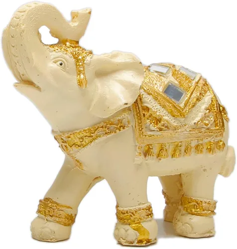 Miniatura 5 de Juego de 2 estatuas y figuras de elefante - Regalos de elefante de la suerte y la riqueza para decoración del hogar - Estatua con trompa hacia