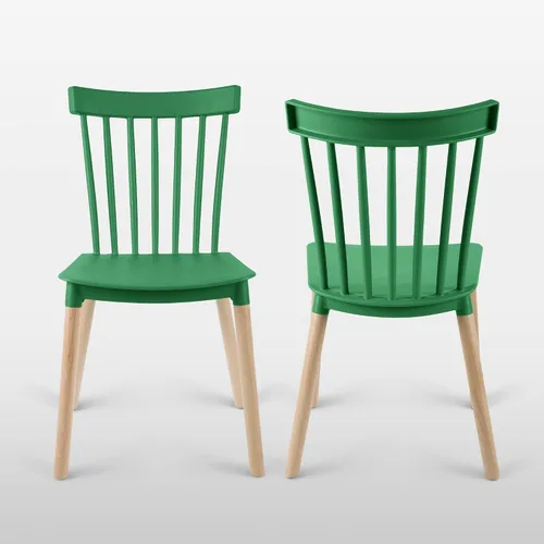 Miniatura 5 de DSW - Sillas de comedor de plástico modernas sin brazos con patas de madera para estar, dormitorio, cocina, comedor, sala de espera, restaurantes