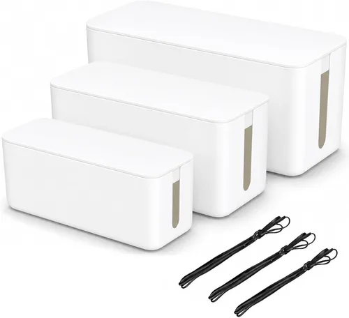 Miniatura 7 de [Juego de 3] 3 cajas de organización de cables + 3 bridas de cables, organizadores de cajas de cables grandes para sostener y ocultar regleta