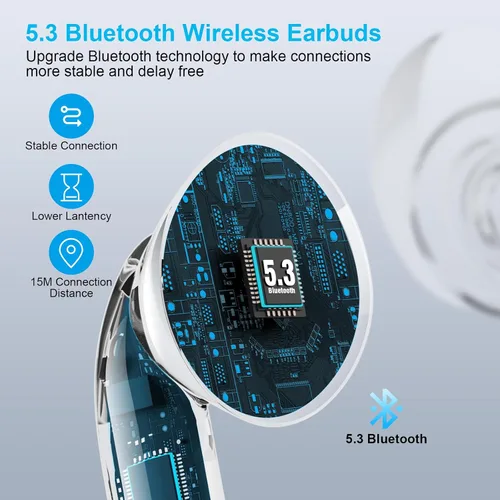 Miniatura 3 de Auriculares inalámbricos para Samsung S26/S25/S24, auriculares Bluetooth 5.3 40 horas, estéreo HiFi, micrófono transparente, cancelación de ruido
