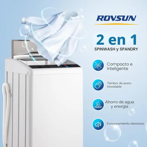 Miniatura 7 de ROVSUN Juego de lavadora completamente automática de 25 libras y secadora de ropa portátil de 2.6 pies cúbicos, juego combinado de lavadora