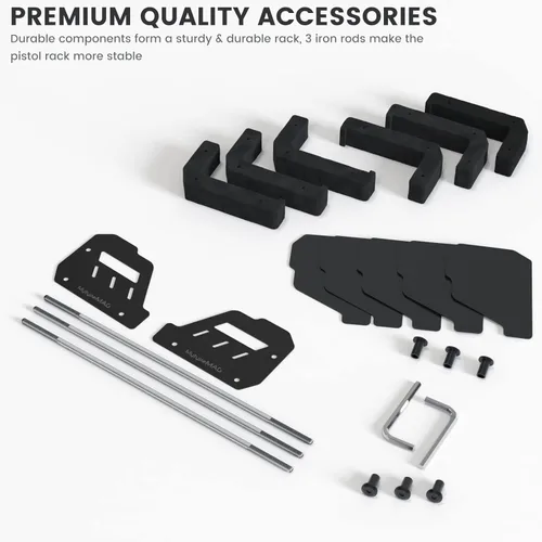 Miniatura 8 de Estante para pistolas, organizador de accesorios para pistolas, organizador seguro para pistolas con almacenamiento de espuma suave Negro 6 ranuras