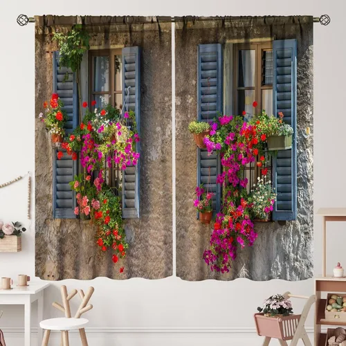Miniatura 8 de Cortinas italianas, patio antiguo, sillas de café de Italia, casas históricas en la calle, sala de estar, dormitorio, cortinas opacas con bolsillo