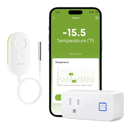 Miniatura 9 de MOCREO Termómetro WiFi para congelador con alarma de congelador, pantalla de pantalla, alertas de zumbador de correo electrónico de aplicación