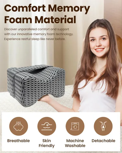 Miniatura 2 de Almohada de rodilla para dormir de lado, almohada de elevación de piernas para aliviar la columna vertebral torcida, ciática, entumecimiento