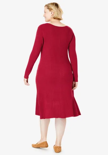 Miniatura 3 de Woman Within Vestido suéter de punto acanalado para mujer en talla grande, Multi