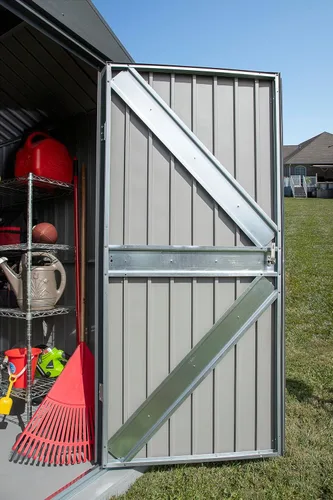 Miniatura 11 de Arrow Shed Elite - Cobertizo de almacenamiento de acero para exteriores de 14 x 16 pies de alto con puertas altas y puertas con cerradura