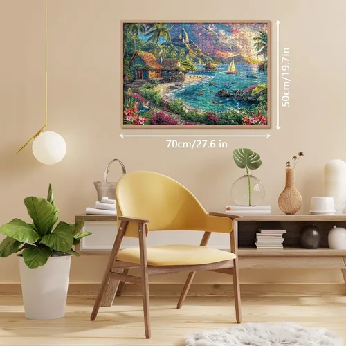 Miniatura 5 de Rompecabezas de playa y océano para adultos, 1000 piezas de naturaleza, paisaje de Hawaii, rompecabezas escénico, rompecabezas de pájaros, plantas
