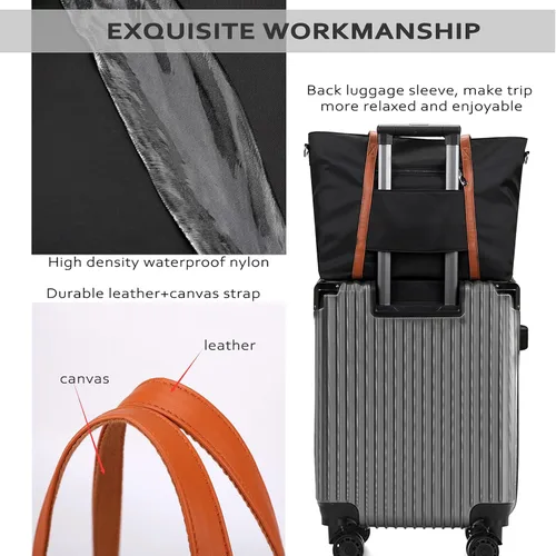 Miniatura 6 de Bolsa de mano impermeable ligera para mujer, maletín de nailon para computadora de trabajo, hombro para laptop de 15.6 pulgadas, XL