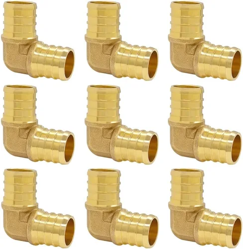 Miniatura 7 de Hooshing 9 unids 1/2 pulgada PEX 90 grados codo de latón sólido púas engarzado accesorios para trabajos de fontanería de tubería PEX