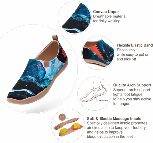 Miniatura 6 de UIN Zapatos para caminar de lona pintados Beso para hombre Negro