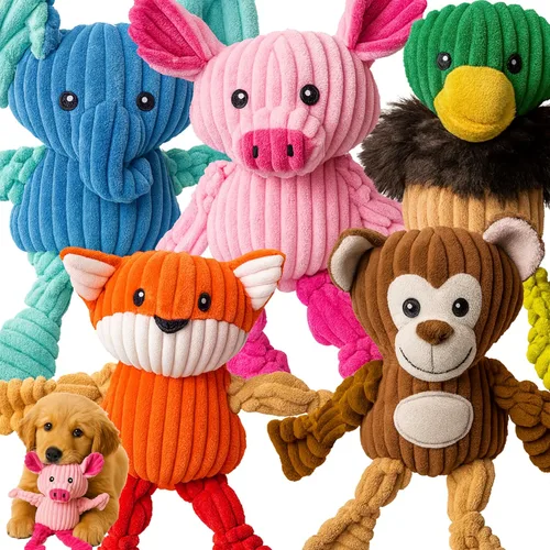 Miniatura 10 de Jalousie Paquete surtido de juguetes de peluche para cachorros y mascotas, juguete chirriante para perros medianos y grandes