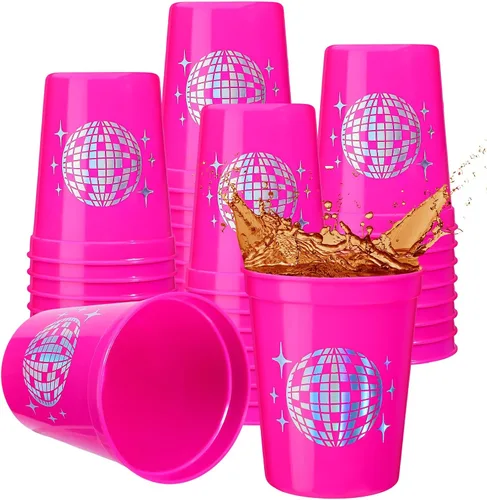 Miniatura 7 de Uiifan 30 tazas de bola de discoteca para fiesta de discoteca de 16 onzas reutilizables de plástico para despedida de soltera para vaquera