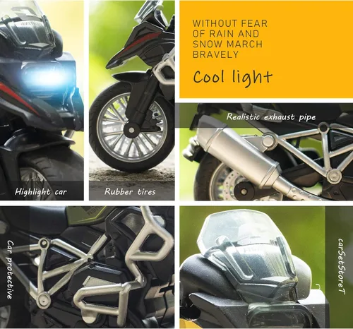 Miniatura 6 de Juguete de Motocicleta de Metal Fundido - Juguetes de Retroceso con Sonido y Luz, Juguetes de Motocicleta para Niños, Juguetes para Niños de 3-9 Azul