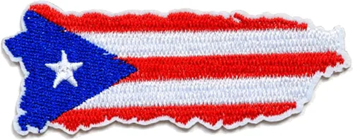 CIRCULO Parche bordado de Puerto Rico, boricua, despegar y pegar, coser/planchar, emblema, 3 piezas (Isla), rojo, blanco y azul, 00112