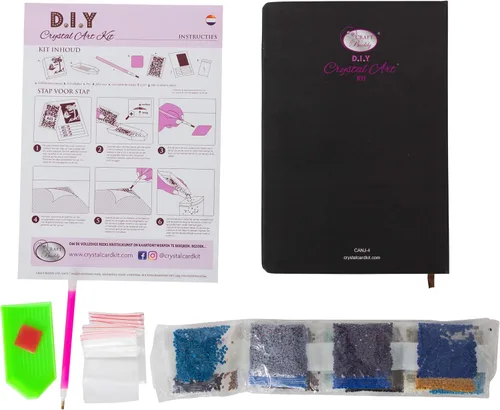 Miniatura 7 de Crystal Art Cuaderno de pintura de diamantes, lobo lunar, crea una cubierta brillante con cristales, para edades de 8 años en adelante