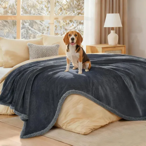Miniatura 33 de Luciphia Manta de cama impermeable lavable, suave forro polar sherpa reversible para cachorros para perros medianos y grandes, funda protectora