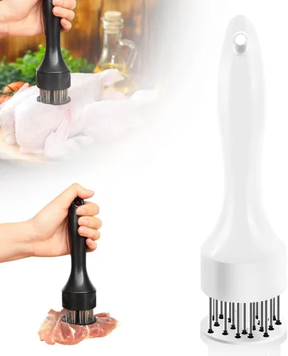 Miniatura 8 de Ablandador de carne de acero inoxidable, aguja ablandadora de carne de acero inoxidable mejorada 2025 de 21 pines, cuchillas de aguja ultra Negro