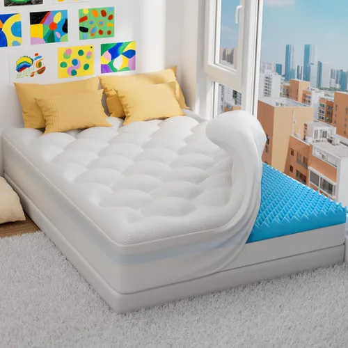 Miniatura 12 de OhGeni - Cubrecolchón de espuma viscoelástica de 2 pulgadas con funda, funda de cama suave con base antideslizante, mejorado con gel refrescante