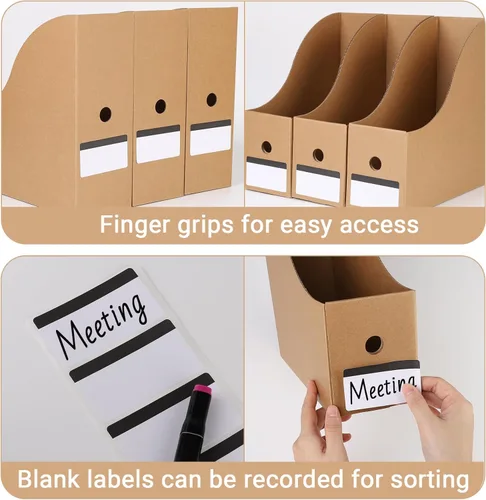 Miniatura 4 de Paquete de 35 organizadores de cartón para archivos, revistas, caja de almacenamiento plegable para revistas, estante de documentos, organizador