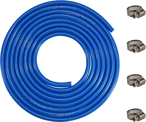 Generic GwenB - Manguera de cerveza con línea de gas CO2 azul con 4 abrazaderas de 20 pies 516 pulgadas ID 916 OD tubo de vinilo de grado
