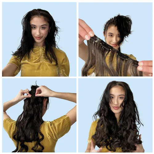Miniatura 9 de PRETTYSHOP XXL Full Head Set 8 PCs 20 pulgadas Clip en extensiones de pelo Hairpiece Wavy Heat-Resisting, CES1-1_1, 1