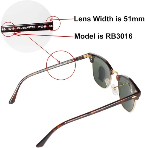 Miniatura 5 de Walleva Replacement Lenses for Ray-Ban Clubmaster RB3016 51mm- Multiple Options