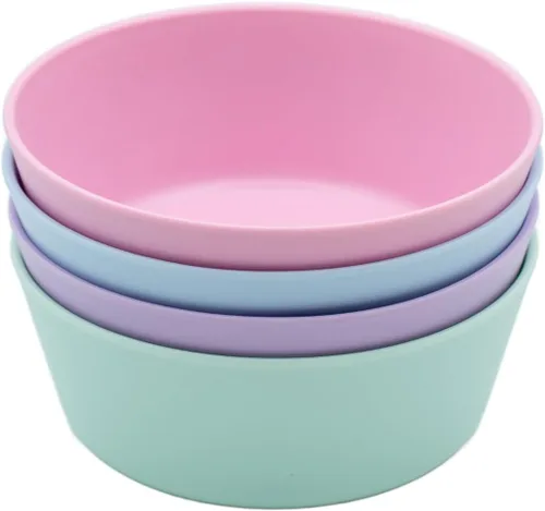 Miniatura 13 de WeeSprout Cuencos de bambú para niños con tapas, juego de cuatro cuencos de tamaño para niños 10 oz, para cereales, sobras y bocadillos, aptos