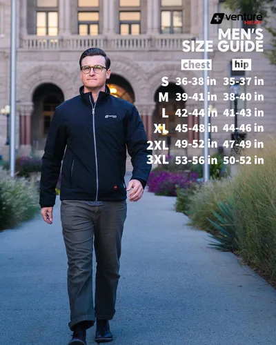 Miniatura 7 de Venture Heat Men's Bluetooth Heated Jacket with Battery Pack Included - App Control Soft Shell Coat with Hand Warmers 7.4V