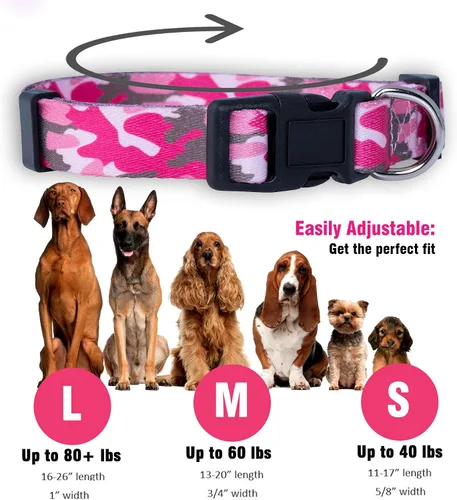 Miniatura 3 de Native Pup Collar de camuflaje rosa para perro, camuflaje militar táctico para perras hembras y cachorros, nailon duradero, diseño urbano femenino