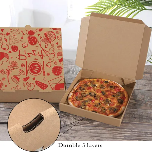Miniatura 3 de Cajas de pizza, paquete de 15 cajas de pizza corrugada de papel kraft de 7.3 x 7.3 x 1.6 pulgadas, cajas de comida para llevar, cajas de embalaje