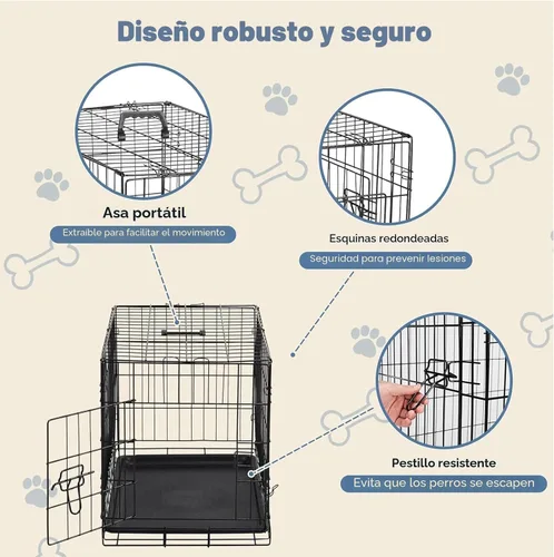 Miniatura 3 de DUMOS Jaula para perros, jaula pequeña de una sola puerta de 24 pulgadas con bandeja de plástico a prueba de fugas, perrera plegable de alambre