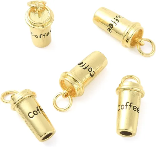 LiQunSweet 10 dijes dorados para taza de café para hacer joyas, amantes de la oferta, manualidades, collares, llaveros