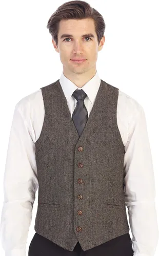 Miniatura 112 de Gioberti Chaleco de tweed formal de 6 botones para hombres