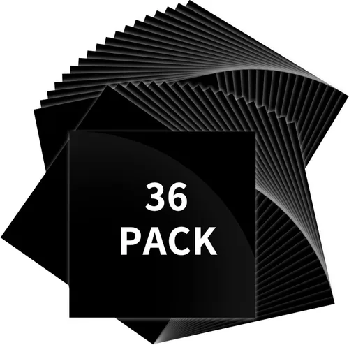IModeur Paquete de 36 vinilos permanentes de color negro brillante (12 x 12 pulgadas), paquete de 36 unidades de vinilo permanente para Silhouette,