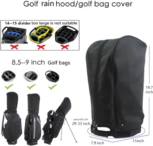 Miniatura 2 de Funda para bolsa de golf/funda de lluvia duradera de nailon 1680D impermeable y antipolvo, se adapta a la mayoría de bolsas de golf de 8.5 a 9