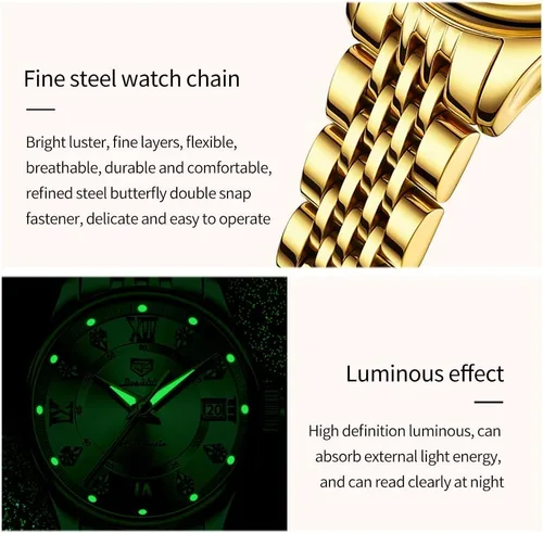 Miniatura 6 de OLEVS Relojes automáticos para mujer, mecánicos, cuerda automática, vestido de lujo, esfera de diamante, correa de acero inoxidable, impermeable